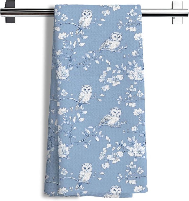 Nipil Blue Chinoiserie Bird Animal Print Decor Hand Towels,Blue and White Farmhouse Farm Animal Bathroom Decorative Hand Towel for Bath Room Washroom Restroom, 16x24 Inch - Image 1